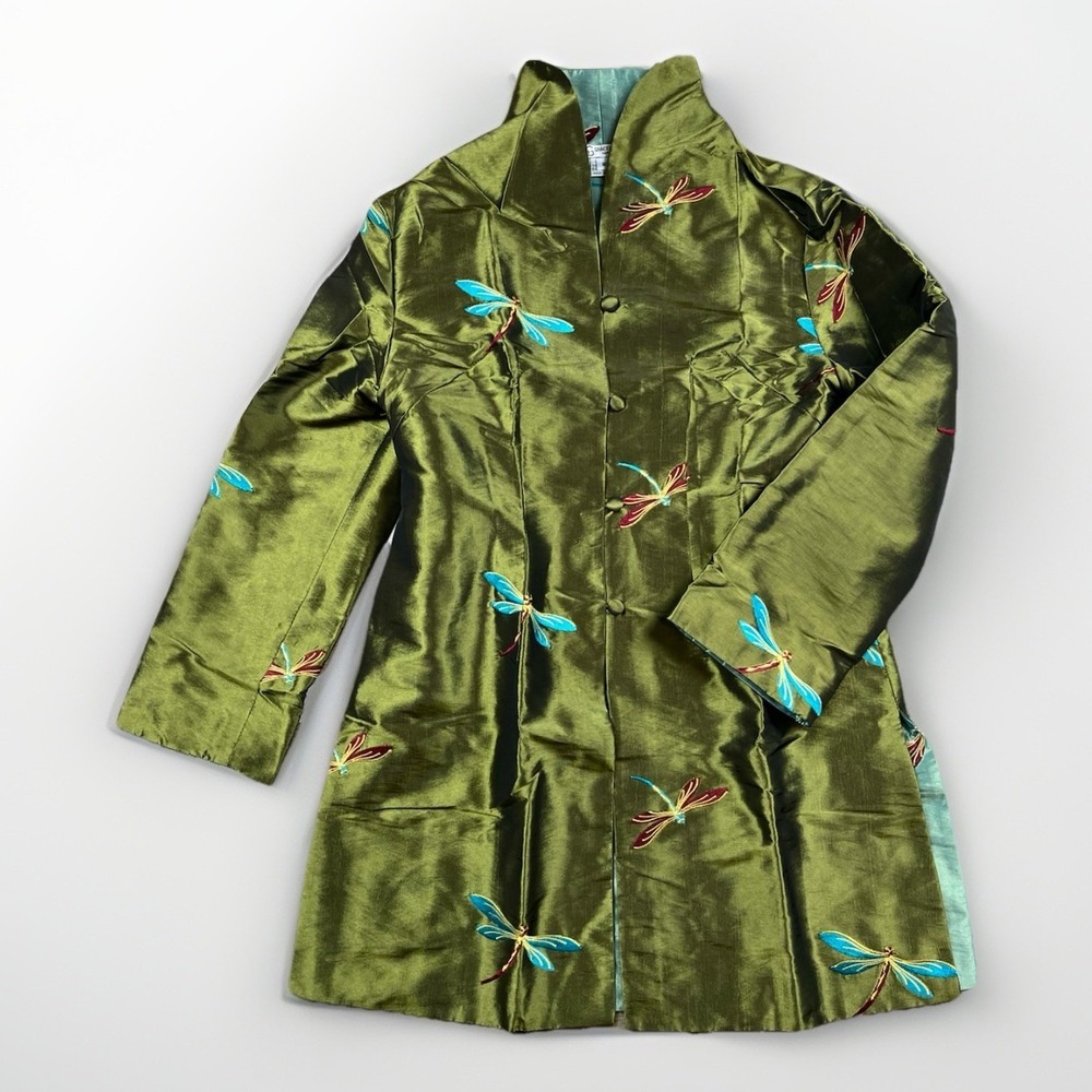 Vintage Grace Chuang NY Dragonflies Jacket Coat Blazer Size 6 Green Blue - NWT